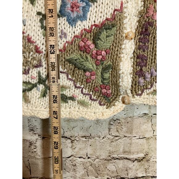 Vintage Adrian Delafield Sweater Vest Womens Medium Bobble Cream Cottage Country - Picture 8 of 12